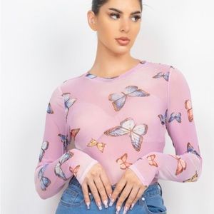 🆕Butterfly mesh print top